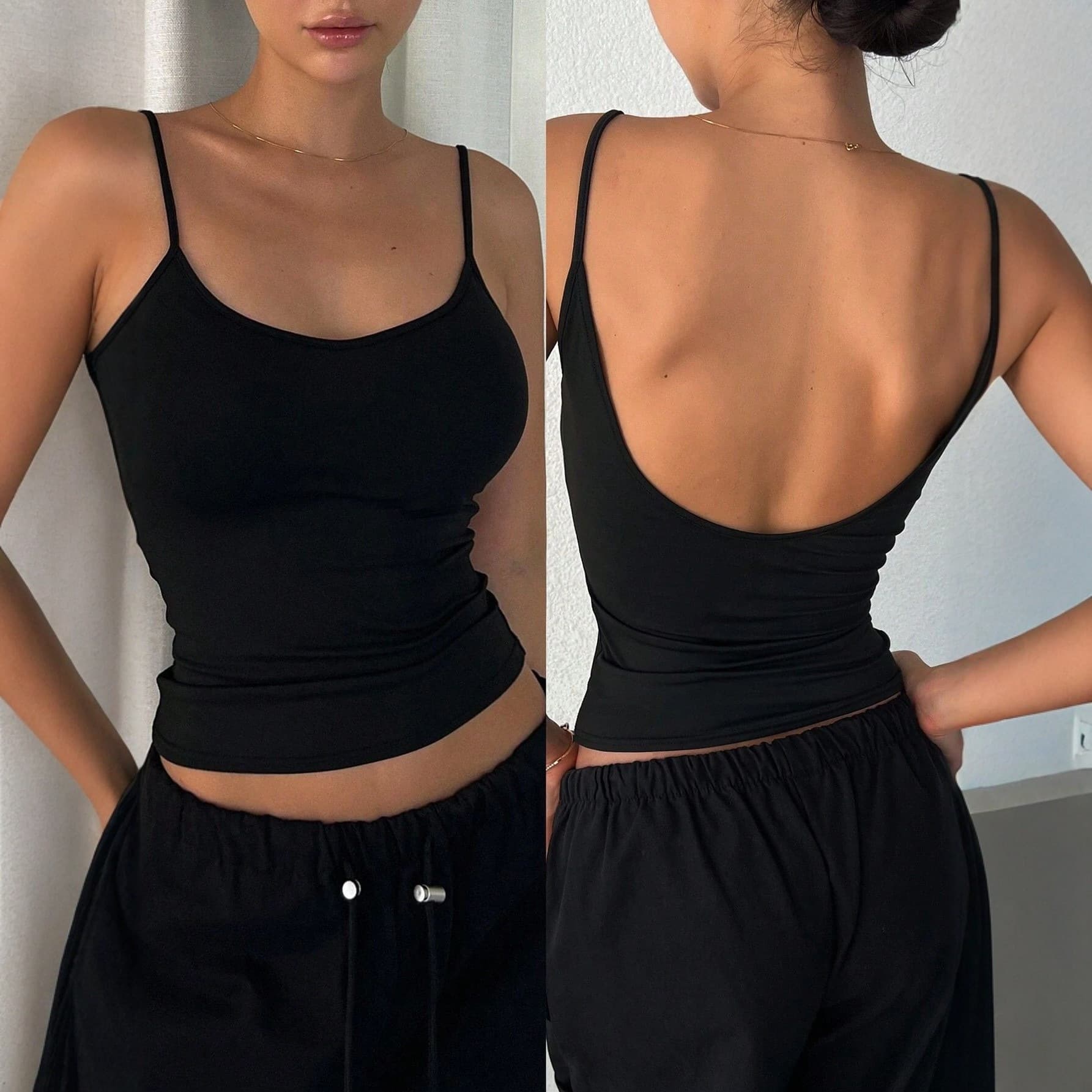 2026 European and American Cross-Border Trendy Deep V-Back Halter Top for Women, Multiple Colors Available, Slim Fit Inner and Outer Wear