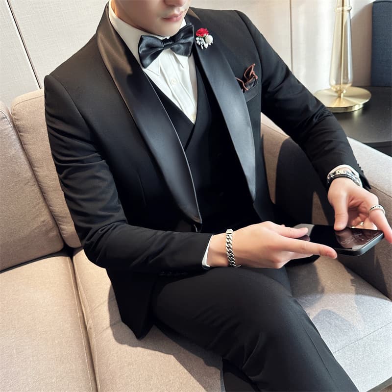 Gentleman Suit Set Formal Evening Tuxedo Adult Suit Groom Best Man Suit Set Men
