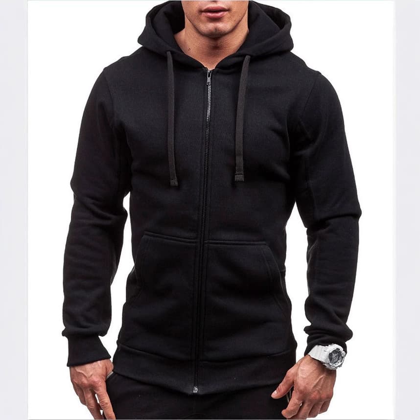 2025 Cross-border Amazon New Men's Solid Color Zip Fashion Hoodie Casual Sports Top