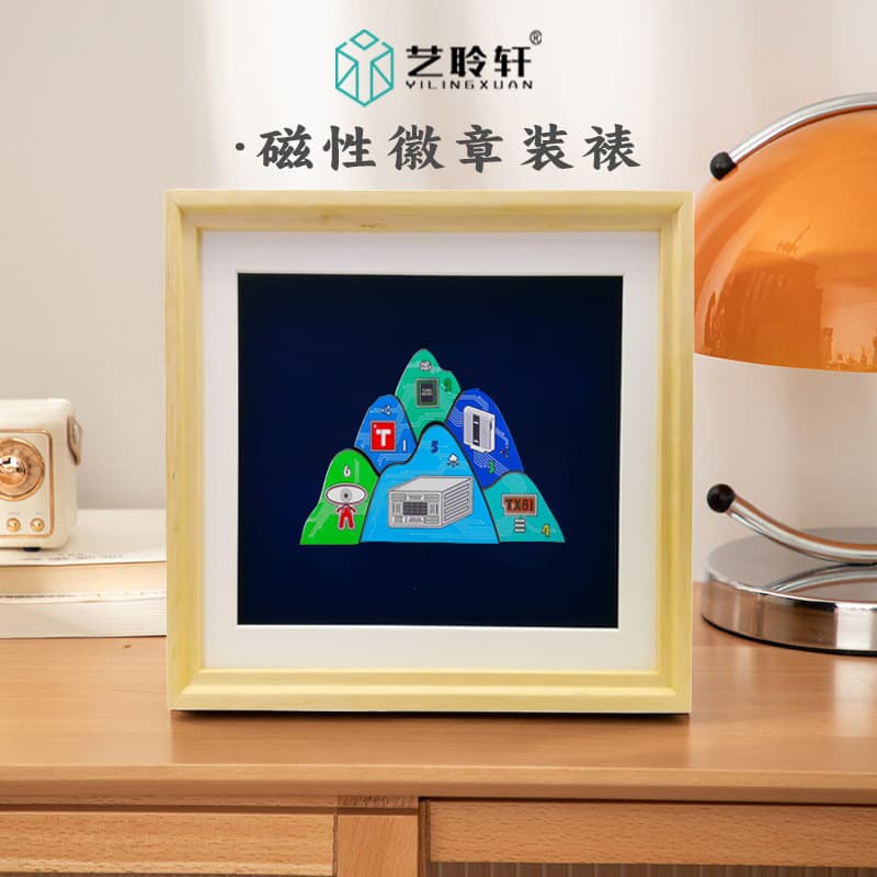 Custom Solid Wood Picture Frame Magnetic Badge Display Frame Minimalist Puzzle Magnetic Desktop Cat Scratcher Display Hollow Frame