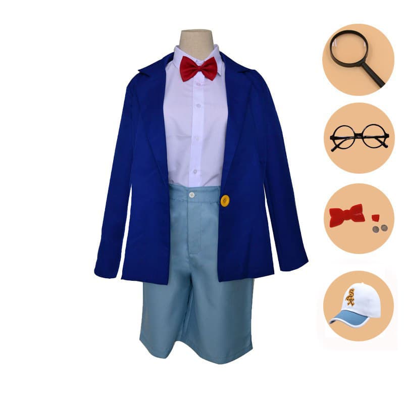 Conan Kid Cosplay Children's Set Glasses Watch Voice Changer Magnifier Hat Decoration Adult Accessories