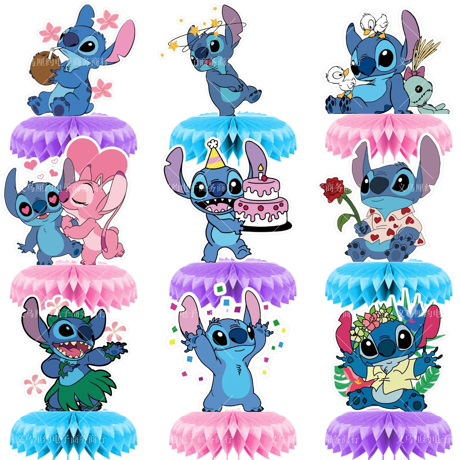 Stitch Honeycomb Decoration for Children's Birthday Party Decor, Stitch Honeycomb Ball Tabletop Ornament