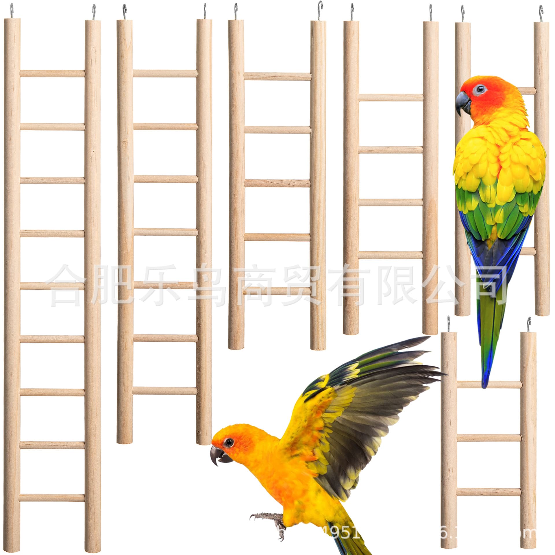 6PCS Parrot Toy Hamster Squirrel Toy Wooden Ladder Stairs Cage Stairs Climbing Toy Set