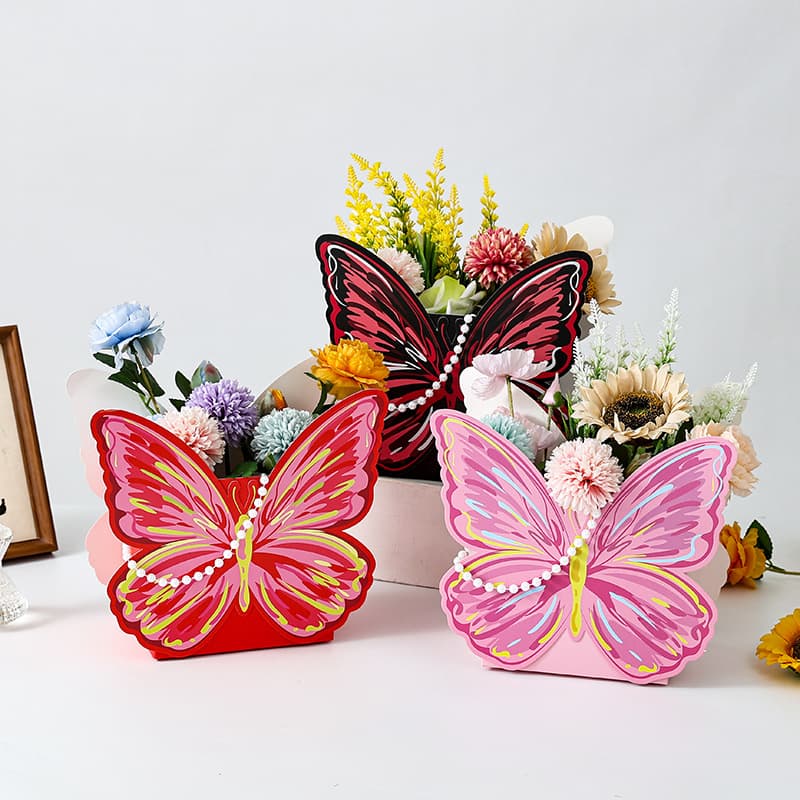 Creative butterfly hand-held floral gift box bag, flower box hand-held bouquet packaging, gift paper bag manufacturer wholesale