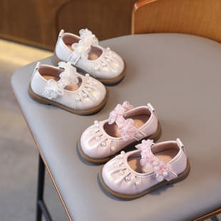 Children Leather Shoes Princess Shoes Spring Autumn Soft Sole Infant Walking Shoes Baby Girl Shoes Toddler Bean Shoes Flat Shoes 1-3 Years 0