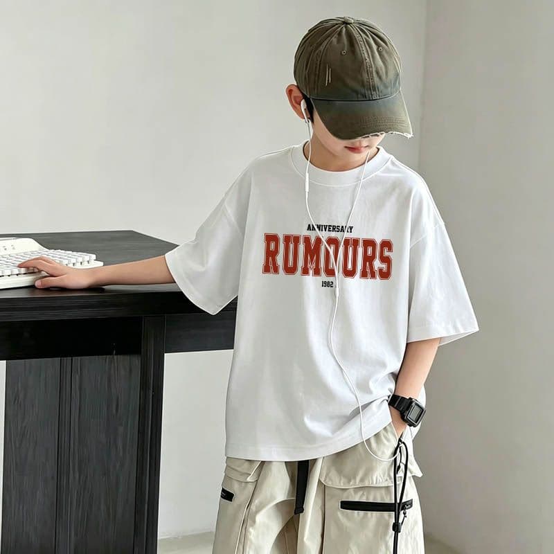Children's Boys Short Sleeve T-Shirt Summer 2026 Korean Style New Kids Top for Big and Medium Boys Casual Tee