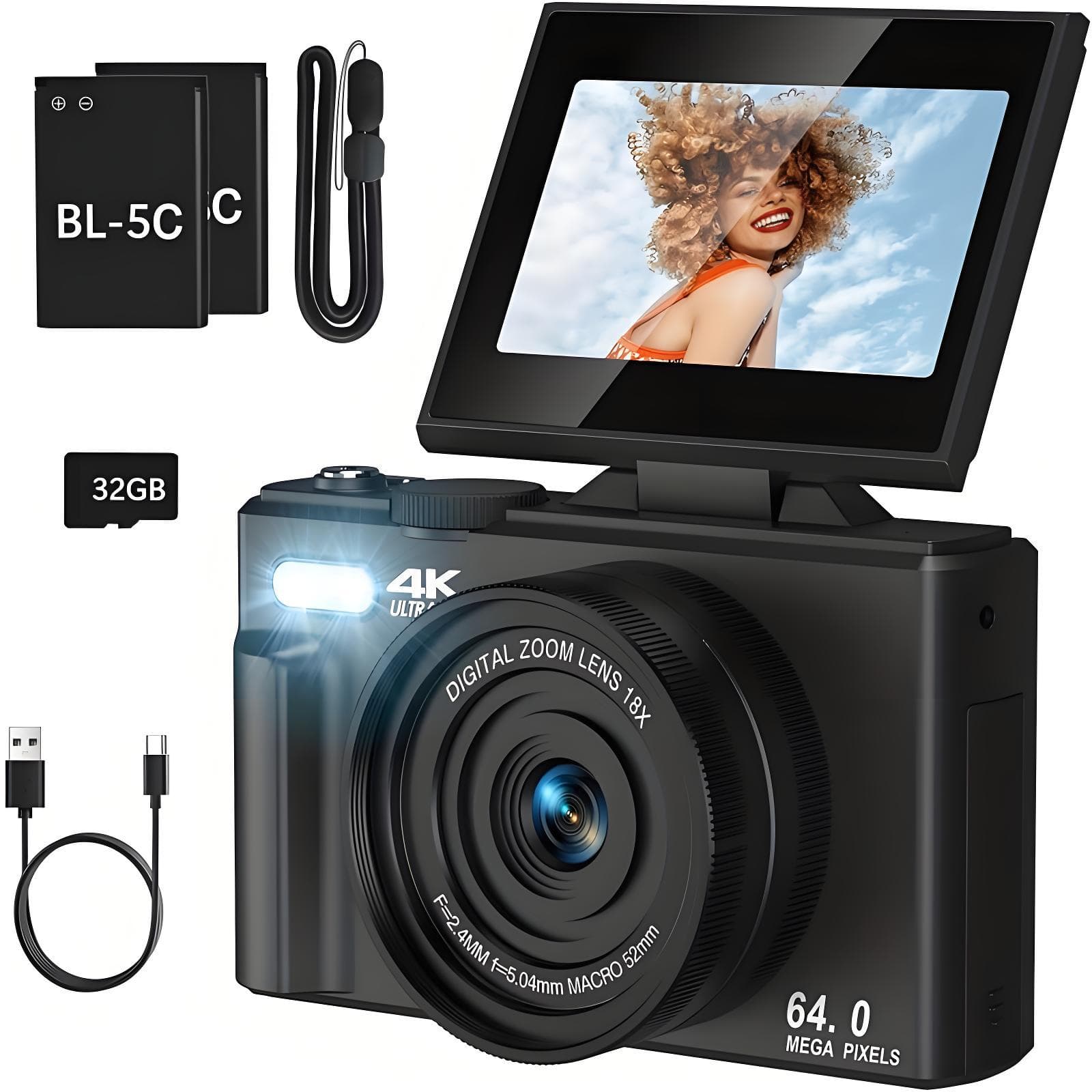 Entry-Level Mirrorless Camera for Students, Digital Camera HD Travel CCD Campus SLR Camera for Women