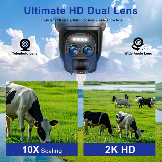 2K High-Definition Security Camera, Equipped with Solar Panels and a Ptz Surveillance System