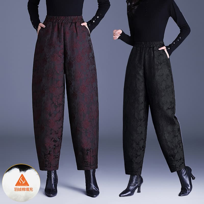 Women's 3D Embossed Jacquard Harem Pants, 2025 Winter, Quilted Warm Plus Size Lantern Pants, Fashionable Casual Pants, Bootcut Pants