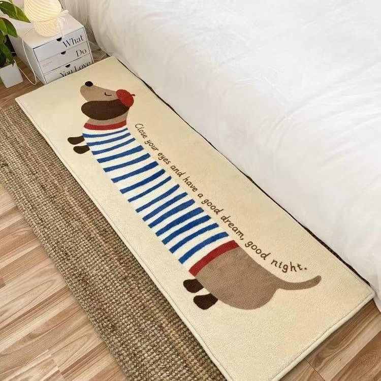 Cross-border cartoon imitation cashmere carpet strip bedroom bedside bay window sofa blanket bedroom stain-resistant and easy-care plush cushion