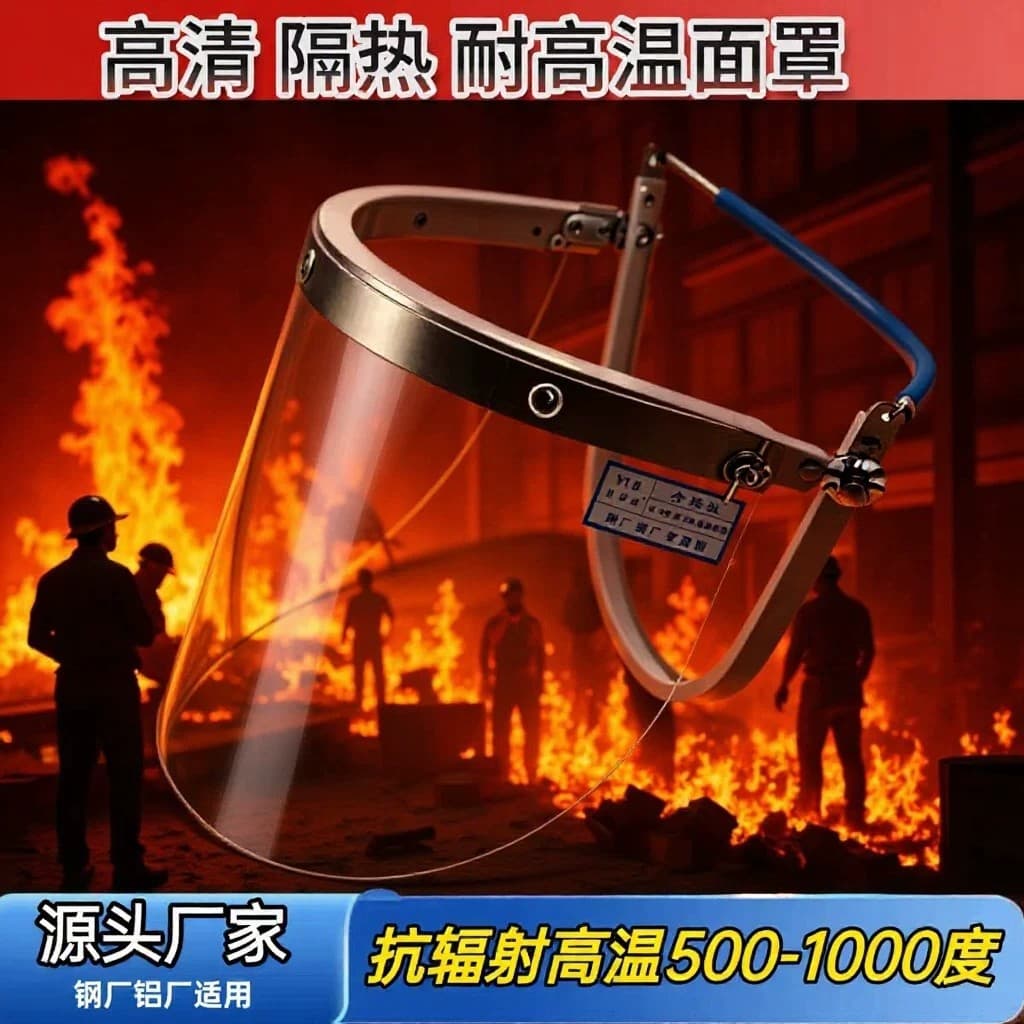 Furnace workers high temperature heat insulation protective mask steel plant aluminum casting power plant anti-impact hooded mask
