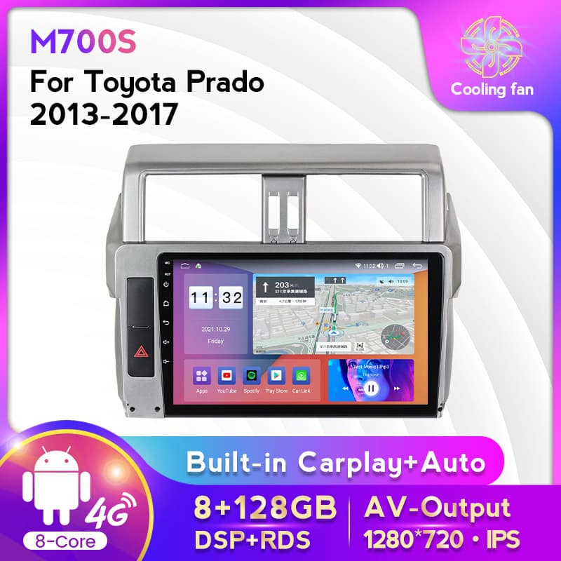 For Toyota Prado 2013-2017 Android Large Screen Car Navigation 8+128G