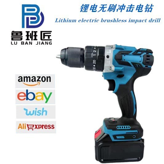 Cross-border Brushless 13mm Impact Drill High-Power Pistol Grip Drill Lithium-Ion Cordless Screwdriver Multifunctional Power Drill
