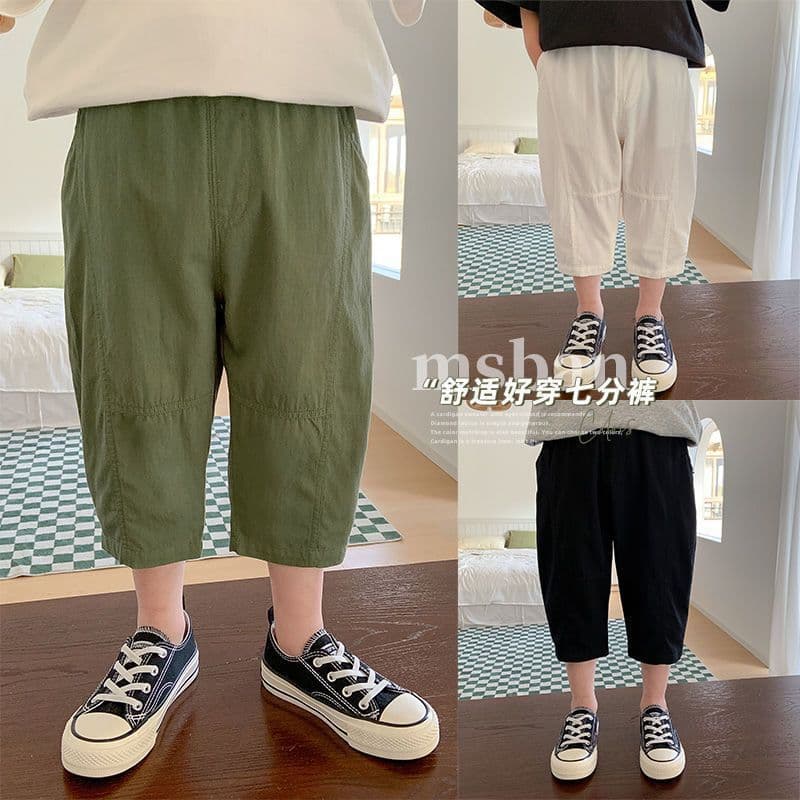 Children's Pure Cotton Summer Casual Pants Thin New Style Small and Medium Boys Shorts Boys Capri Pants Boys Loose Fit