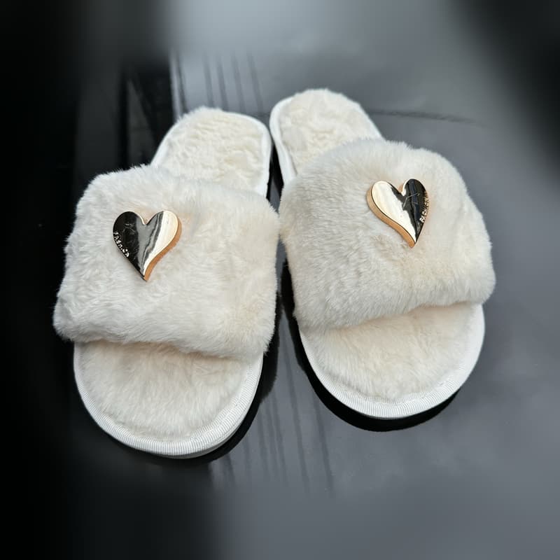 New Furry Slippers Autumn Winter Fashion Home Slippers Thick Sole Warm Floor Open Toe Cotton Slippers Indoor Home Shoes