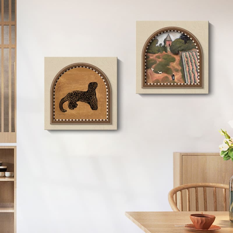 Mid-Century Modern Living Room Decor, Hotel Apartment Homestay Mural French Retro Oil Painting Cross-Border Simple Square Hanging