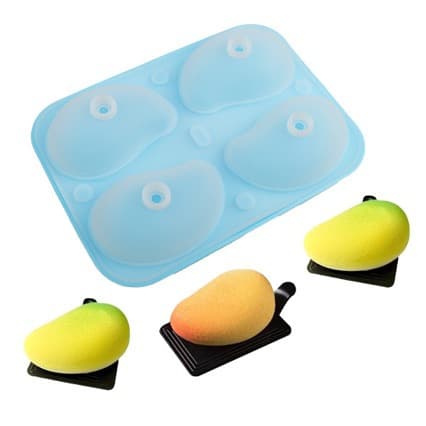 4-Cavity Mango Cake Mold Baking Dessert Jelly Mousse Silicone Mold Chocolate Pudding Fondant Mold