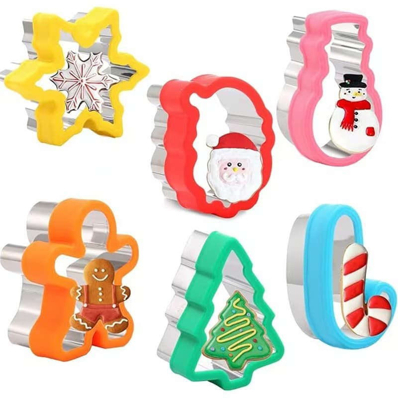 Christmas 6-piece set of Christmas cookie molds, sandwich molds, toast bread, fruit and vegetable cutting