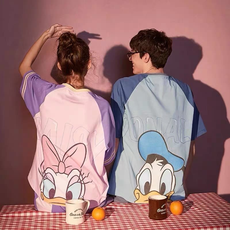 Donald Duck Pajama Set Same as Guoke, Summer Cotton Short Sleeve Thin, Men's and Women's Couple Pajamas, Mickey Mouse Homewear Suit