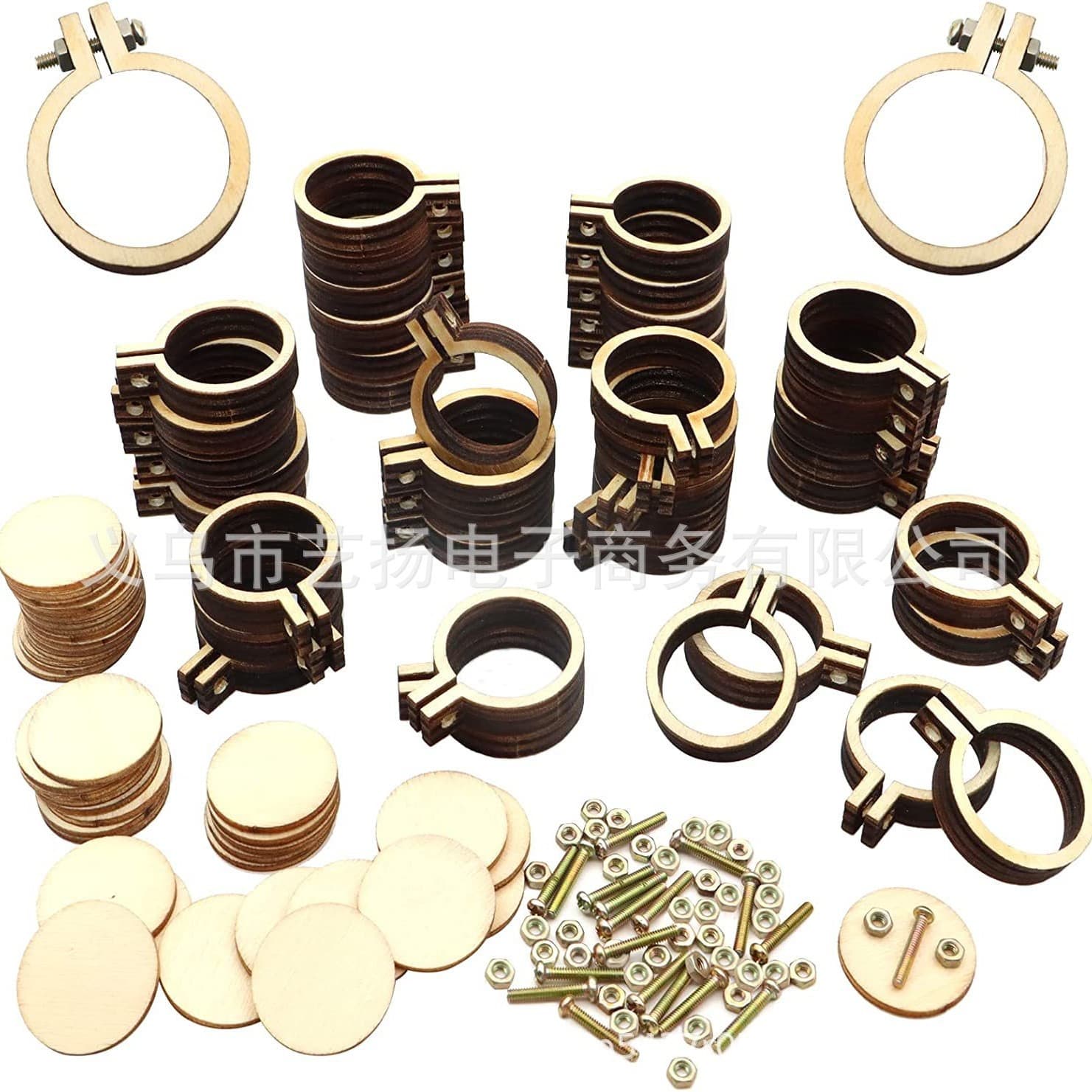 Wooden mini embroidery hoops for accessories, cross-stitch fixing frames, round or oval photo frames, and DIY embroidery loops for clothing.