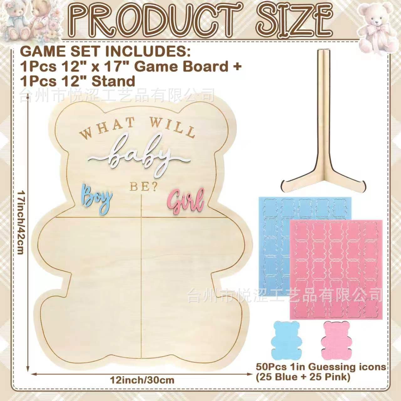 Cross-border Wooden Baby Gender Reveal Voting Board with Stand Decoration Gender Guessing Baby Gender Reveal Party
