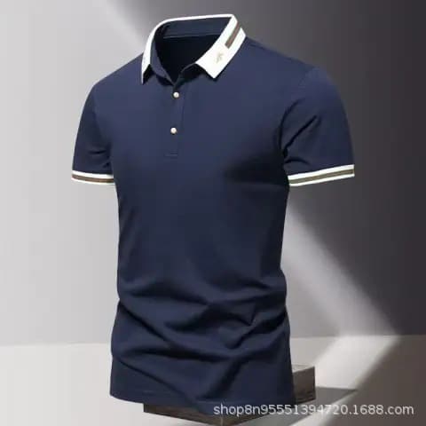 Men's Turn-Down Collar Short-Sleeve Polo Shirt Summer Business Casual Half-Sleeve Tee Classic Light Luxury Embroidered T-Shirt Top New