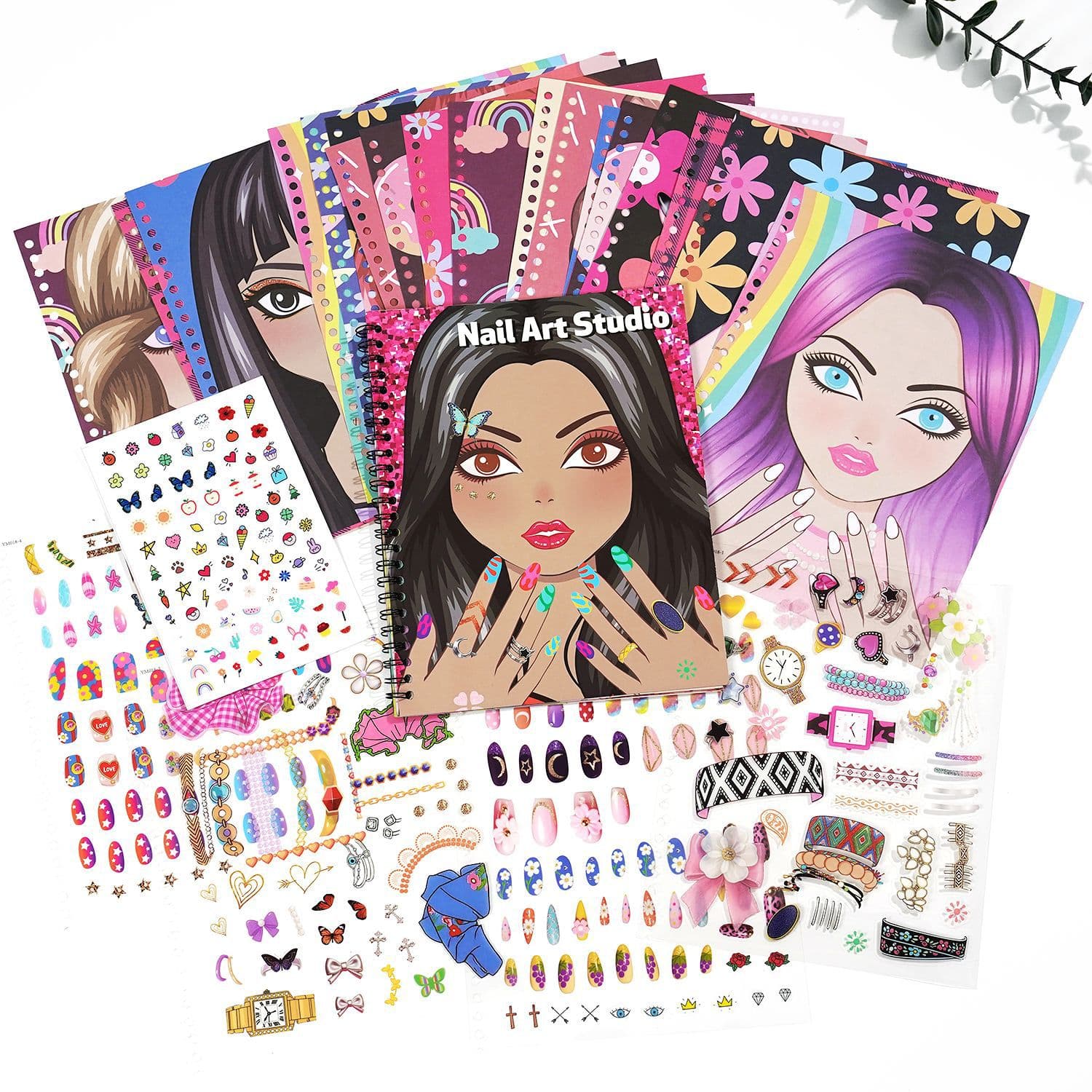 New children's sticker activity book set Nail Design Book girl coloring makeup nail art sticker book
