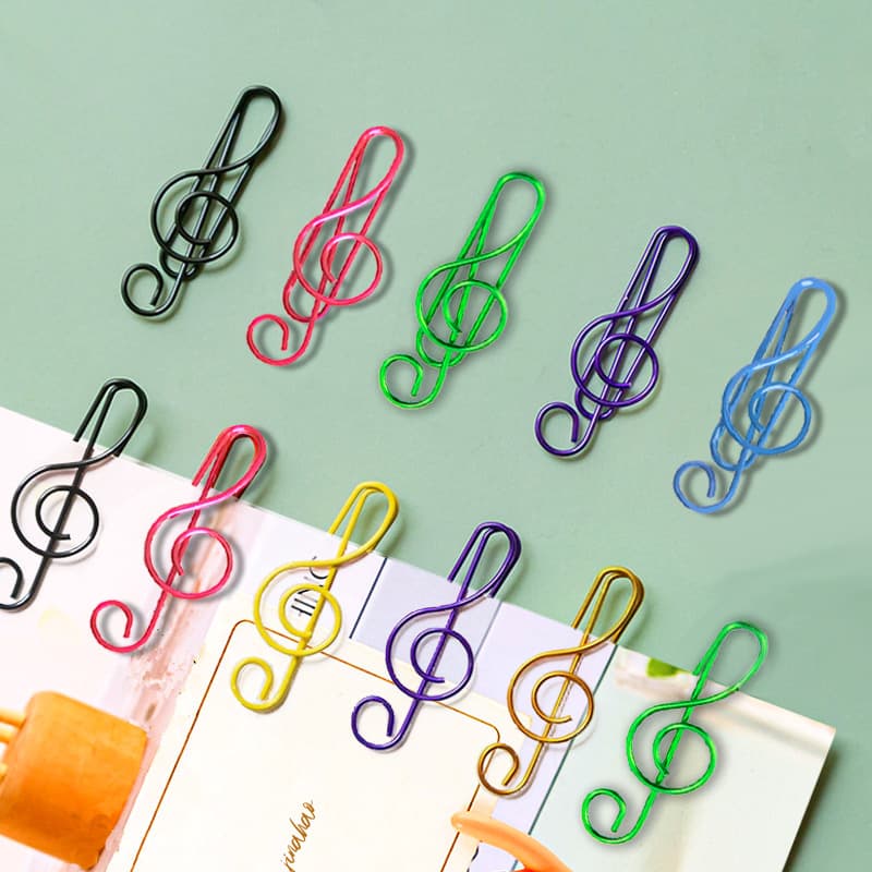 Colorful Note Paper Clips PET Coated Wire Music Clips 10 Colors Available Paper Clips Factory Stock