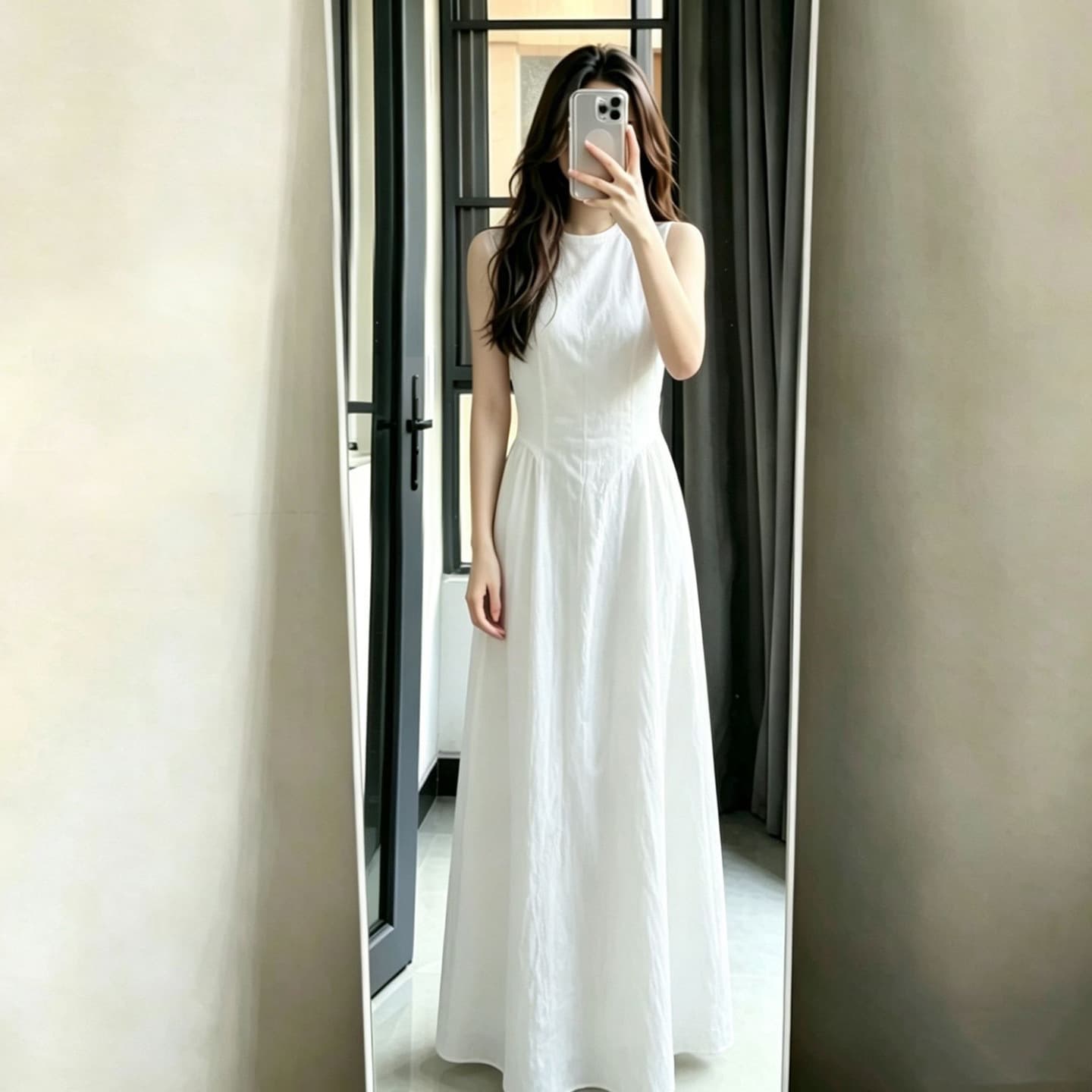 French Sleeveless Vest White Dress Summer 2026 New Premium Pleated Waist-Length Long White Dress