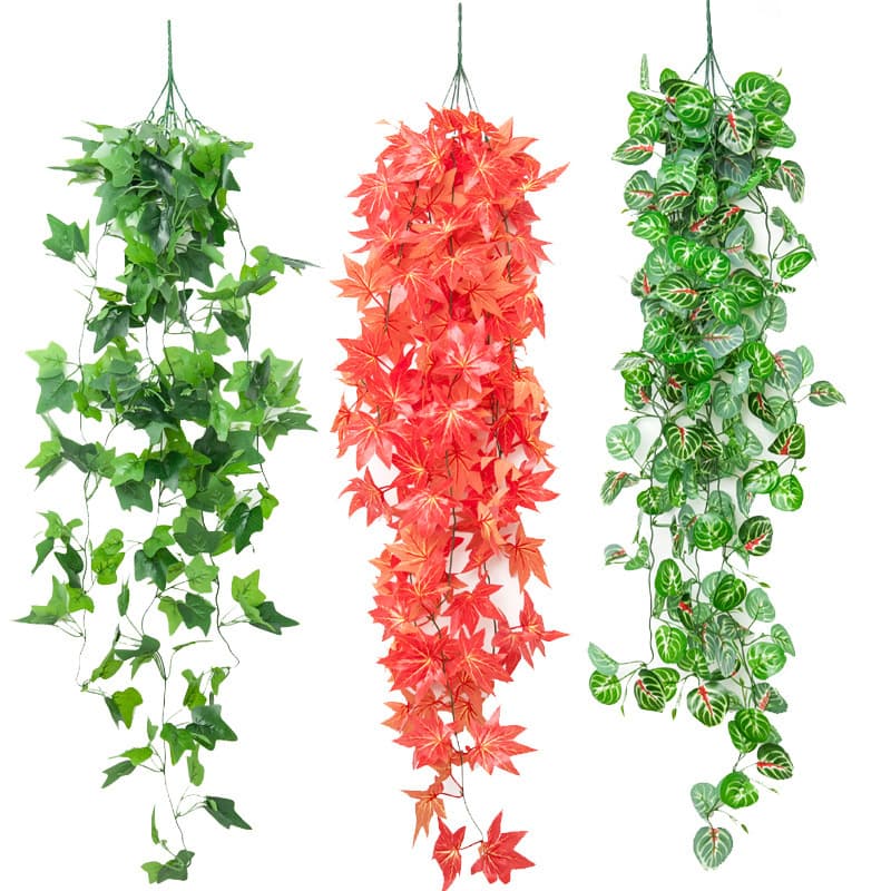 Cross-border simulation ivy green radish green leaves wall hanging spider plant fake rattan vine plant wall hanging green radish leaves