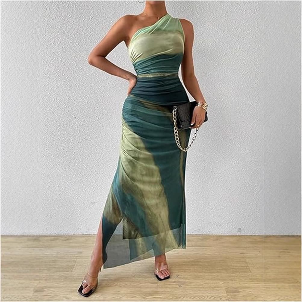 2024 spring and summer new cross-border European and American ladies elegant mesh design sexy backless tube top printed dress
