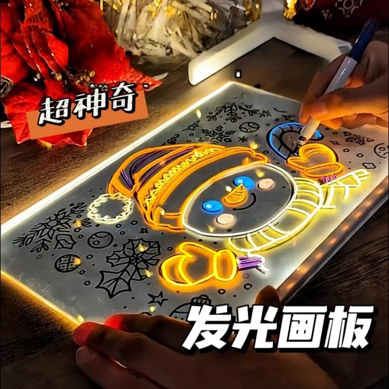 Cross-border erasable DIY light-up children's drawing board, dust-free writing board, handmade toy blackboard, creative art drawing board