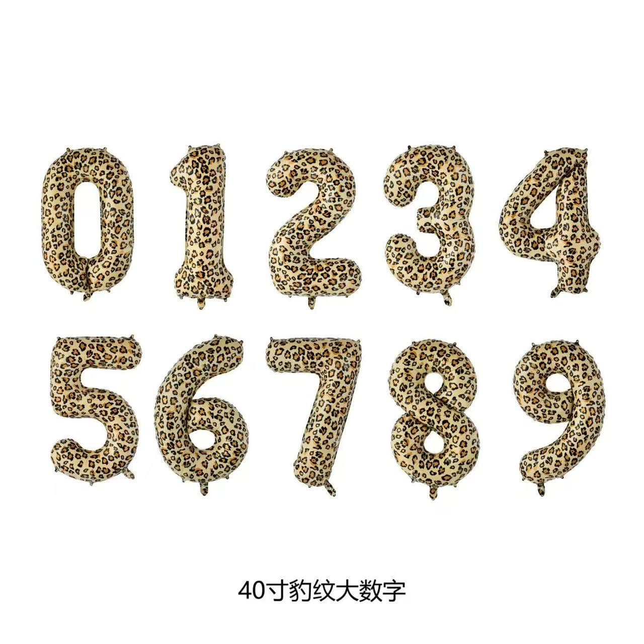 40-inch leopard print digital balloon animal pattern aluminum film balloon 1234567890 aluminum foil balloon slimming US version