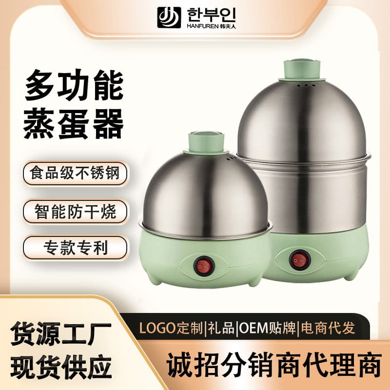 Direct sales single-layer stainless steel egg cooker, small home multifunctional egg steamer with automatic shut-off, breakfast essential