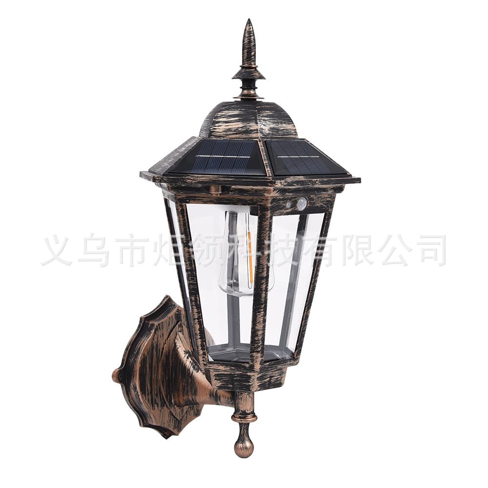 New Cross-Border Solar Retro Wall Light for Villa, Home, Outdoor Courtyard, Garden, with Motion Sensor