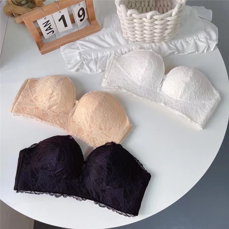 Strapless Bra for Women Off-Shoulder Wedding Dress Lingerie Summer Seamless Bra Lace Push-Up Non-Slip Bra