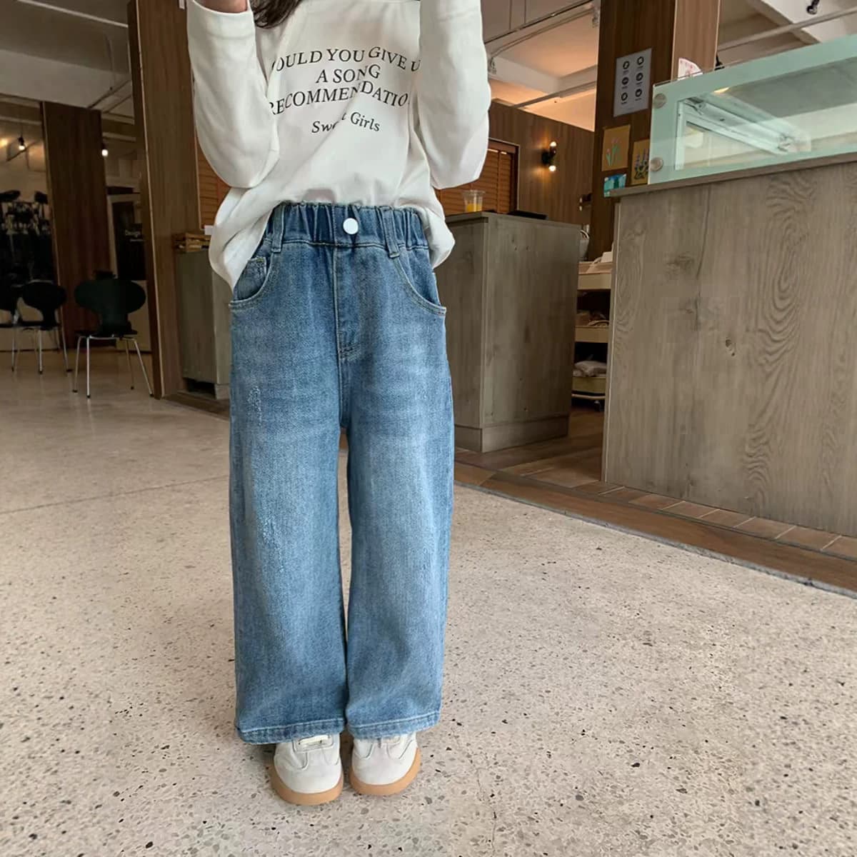 Girls 2026 Spring/Summer Denim Pants, Fashionable Korean Style Straight Leg Pants, Trendy and Versatile Simple Jeans for Girls