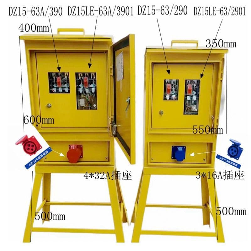 Construction Site Three-Level Distribution Box with Door 380V One-Drag-One Portable Distribution Box Mobile Outdoor with Tripod