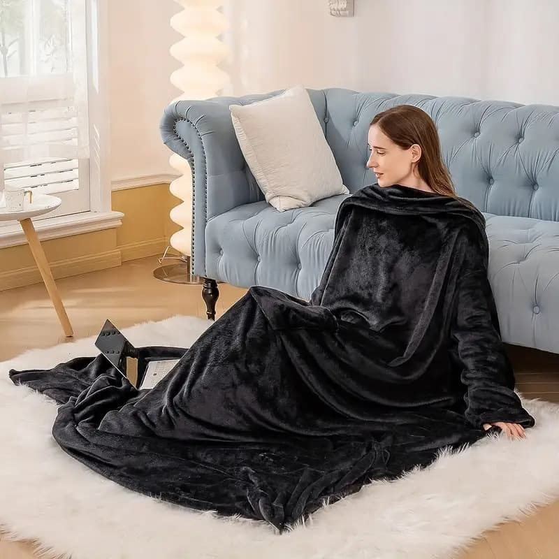 Cross-Border Wearable TV Loungewear Blanket Sofa Sleeve Blanket Multi-Functional Flannel Throw TEM Drop Shipping