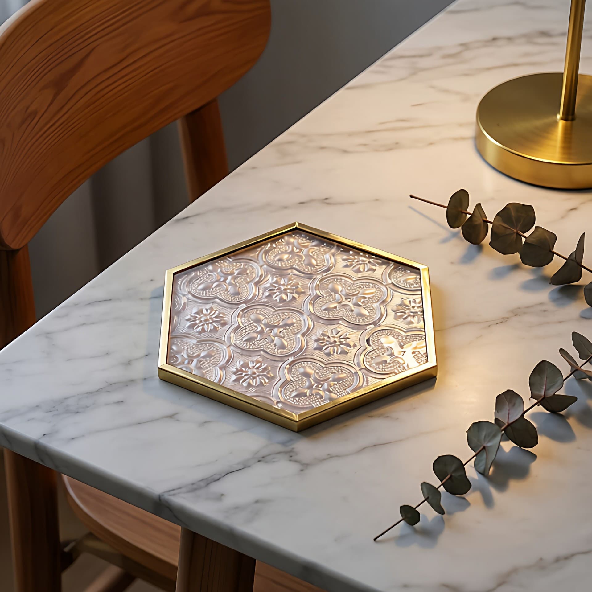 Creative Tea Set Glass Cup Holder Rose Gold Tea Cup Mat Afternoon Tea Tray Decoration Heat Insulation Glass Coaster