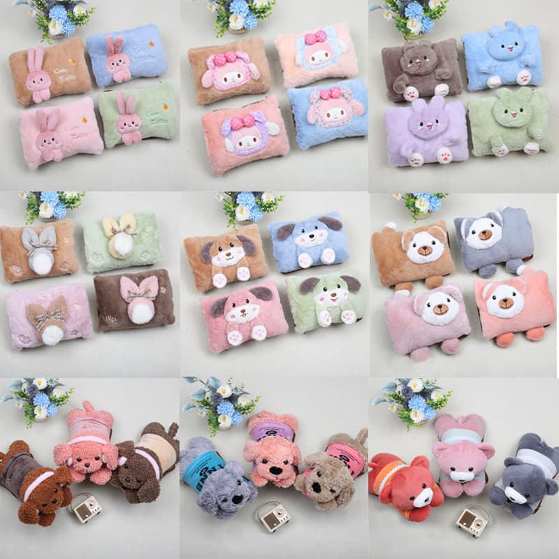 2025 New Charging Hot Water Bag, Cute Cartoon Plush Hand Warmer with Double Hand Pockets, Electric Warmer