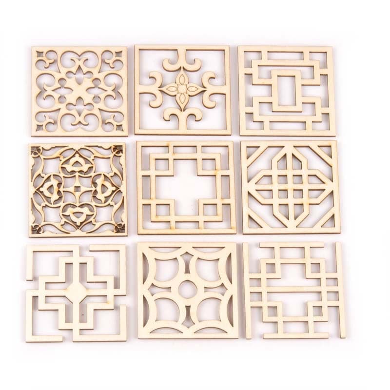 DIY Craft Accessories Wooden Hollow Pendant Hollow Window Wood Piece 60mm-70mm Hollow Wood Piece Wholesale Stock