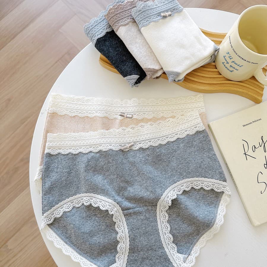 9225 French Style High-Quality Lace Colored Gauze Class A Baby Cotton Women's Panties All Cotton Extended Gusset Antibacterial 10A