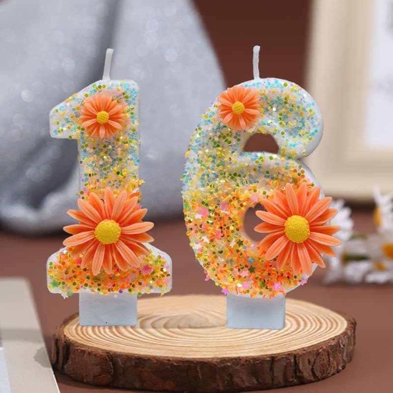 Factory direct sales creative little daisy flowers birthday digital candles party supplies decoration can be shipped cross-border e-commerce