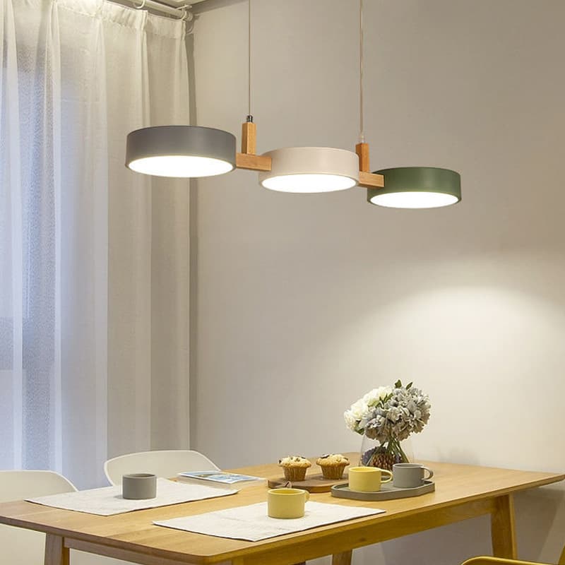 Nordic Dining Room Chandelier Three-Light Dining Room Lamp Simple Modern Bar Coffee Shop Macaron LED Hanging Lamp