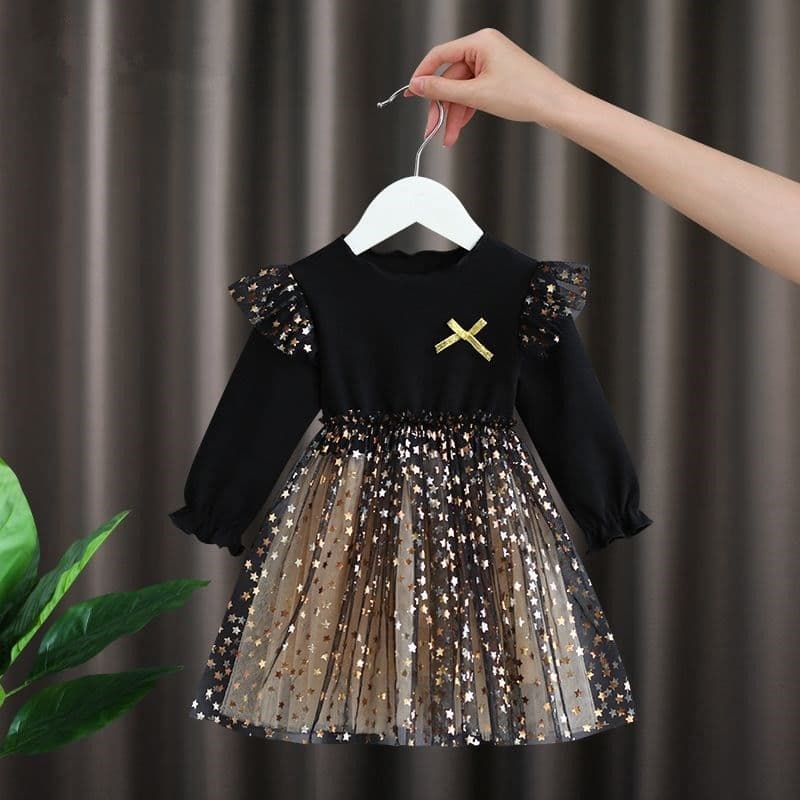 2025 autumn new girls' dress, children's Korean-style puffy dress, ultra-fairy trendy tulle princess dress