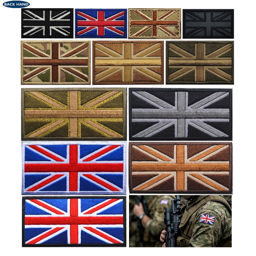 Embroidered Velcro patches, mini national flag patches, British armbands, Velcro embroidered fabric labels, patches, camouflage