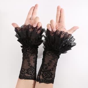 Faux Sleeve Cuffs JK Girl Lolita Lace Trim Long Spring Summer Wrist Decoration Fingerless Gloves Lolita Cuffs