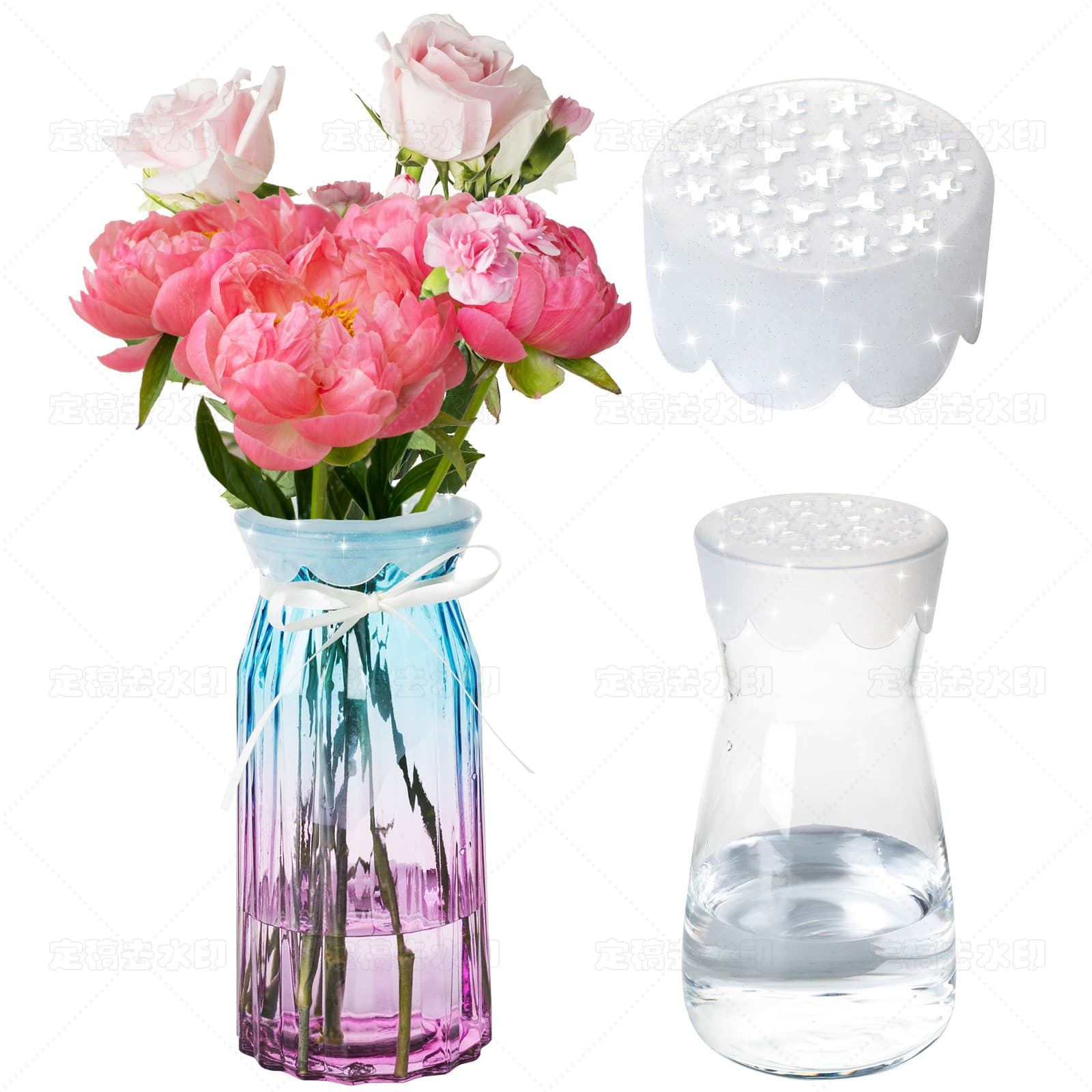 Silicone Flower Arranging Spiral Stem Holder, Bouquet Shaper, High Elasticity Ikebana Tool