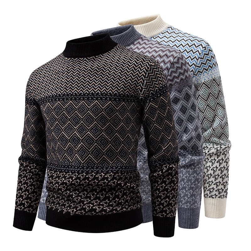 Half Turtleneck Long Sleeve Sweater Men 2025 New Foreign Trade Long Knit Sweater Men's Plus Size Loose Casual Sweater